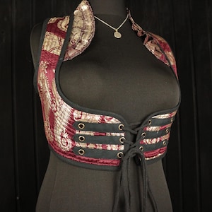 HAVEN - 92cm-102cm Unterbrust ARABELLA CHOLI - Größe L Seiden Weste, Midriff Top, Cosplay, Tanz, Pirat Renfaire Larp Meerjungfrau