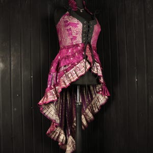CALFURAY - 38” bust RAPHAELLA Gown - Size XL Full Silk Corset Style Bodice Coat Dress, Gothic Steampunk, RenFaire Pirate Medieval Burlesque