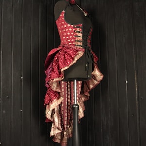 WILD ROSE  - 28&quot;-32” Underbust ESMERALDA Gown - Size S,  Silk Collared Dress, RenFaire, Victoriana, Cosplay, Fantasy Clothing, Burlesque