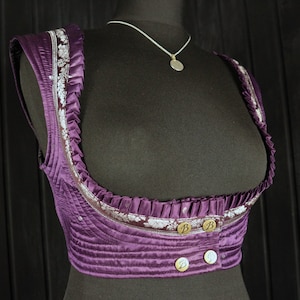 MIRREN - 28-32" Underbust BELLA Choli -  Size XS, Adjustable Poppers & Back Lacings, Colourful Silk Undervest, Bellydance, Cosplay, Fantasy