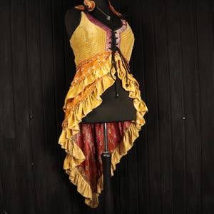 SUNBURST - 44&quot; bust ARYA Gown - Size XXL Velvet Silk Corset Style Bodice Coat Dress, Gothic Steampunk, RenFaire Pirate Medieval Burlesque
