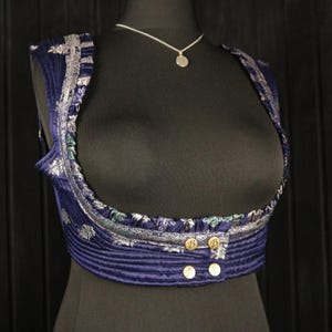 ARAXIE - 34-38" Underbust BELLA Choli - Size M-L, Adjustable Poppers & Back Lacings, Colourful Silk Undervest, Bellydance, Cosplay. Ren