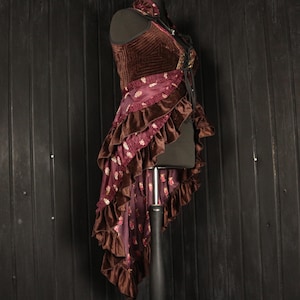 BUFFY - 38&quot; bust ARYA Gown - Size L-XL Velvet Silk Corset Style Bodice Coat Dress, Gothic Steampunk, RenFaire Pirate Medieval Burlesque