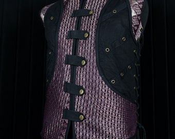 LÖWENZAHN - 40"-44" Brust RIVIA DOUBLET - Größe S-M, verstellbare ärmellose Jackenweste, Seide und Baumwolle, Kordelbänder, Cosplay Performance Fire