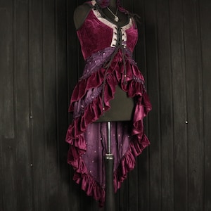 SHOWSTOPPER - 34” Bust ARYA Gown - Size M Velvet & Silk Corset Style Bodice Coat Dress, Gothic Steampunk, RenFaire Pirate Medieval Burlesque