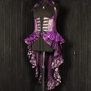 MORANA  - Size L 32&quot;-36” Underbust Esmeralda Gown,  Silk Collared Dress, RenFaire, Victoriana, Cosplay, Fantasy Clothing, Burlesque