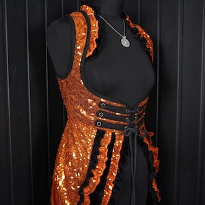 XL (40-44”) SPICE, Shimmer Gown, Underbust, Bodice, Ruffle Skirt, Sparkly, Corset, Tribal, Burning Man, Belly Dance, Ruched, Sequins