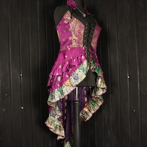 ROSHAN - 38&quot; bust RAPHAELLA Gown - Size XL Full Silk Corset Style Bodice Coat Dress, Gothic Steampunk, RenFaire Pirate Medieval Burlesque