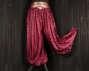 TALA - 28"-38" Waist JASMIN PANTS - Iridescent Silk Harem Pants, Tribal Bellydance, Arabian Nights, Aladdin, Larp, Cosplay, Fancydress