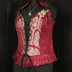HECATE, Ophelia Bodice Top -  Size S 32&quot;-36&quot; Overbust, Adjustable Front Lacings, Colourful Silk Corset, Bellydance, Cosplay, Fantasy