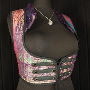 DUCHESS 40-44&quot; Underbust Arabella Choli - Size XXL Silk Vest, Midriff Top, Cropped Corset Top, Cosplay Dance, Pirate Renfaire Larp