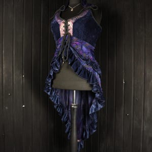NAYRU - 44” bust ARYA Gown -Size (XXXL) Velvet & Silk Corset Style Bodice Dress, Gothic Steampunk RenFaire Pirate Medieval Burlesque