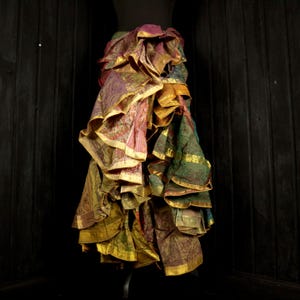 PATCHWORK DUCHESS: M, 36" Long, Patchwork, 25 yard, Full circle Skirt, Ats, Tribal Style Bellydance, Renaissance faire,