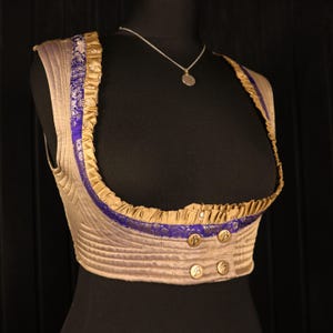 LATTE - 28-32" Underbust BELLA Choli -  Size XS, Adjustable Poppers & Back Lacings, Colourful Silk Undervest, Bellydance, Cosplay, Fantasy