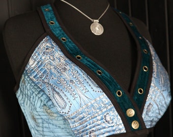 XL ( 38”) ICE QUEEN, Sadie Bra, Halter Bra, Tribal Fusion, Belly Dance, Burning Man, Circus, Halter Top, Burlesque, Larpers