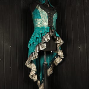 ANGENI - 36” bust RAPHAELLA Gown - Size L Full Silk Corset Style Bodice Coat Dress, Gothic Steampunk, RenFaire Pirate Medieval Burlesque