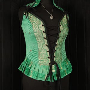 CORDELIA, Ophelia Bodice Top -  Size S 32&quot;-36&quot; Overbust, Adjustable Front Lacings, Colourful Silk Corset, Bellydance, Cosplay, Fantasy
