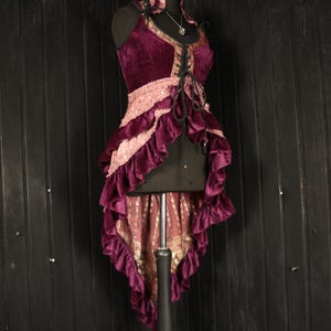SIMONE - 34” Bust ARYA Gown - Size M Velvet & Silk Corset Style Bodice Coat Dress, Gothic Steampunk, RenFaire Pirate Medieval Burlesque