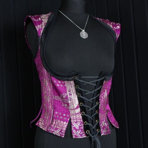JUNO Fiora Bodice Top -  Size M 30"-32" Underbust, Adjustable Front Lacings, Colourful Silk Corset, Bellydance, Cosplay, Fantasy