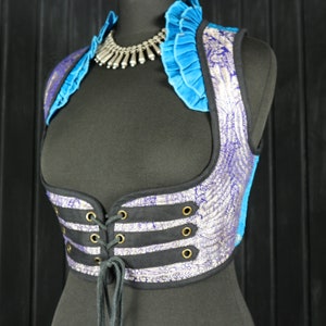 STARLA - 34-38" Unterbrust ARABELLA Choli - Größe M/L Seiden Weste, Midriff Top, bauchfreies Korsett, Cosplay Dance, Pirate Renfaire Larp Meerjungfrau