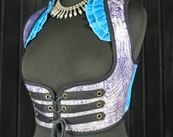 STARLA  - 34-38" Underbust ARABELLA Choli - Size M/L Silk Vest, Midriff Top, Cropped Corset Top, Cosplay Dance, Pirate Renfaire Larp Mermaid