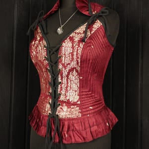 CIRCE, Ophelia Bodice Top -  Size S 32&quot;-36&quot; Overbust, Adjustable Front Lacings, Colourful Silk Corset, Bellydance, Cosplay, Fantasy