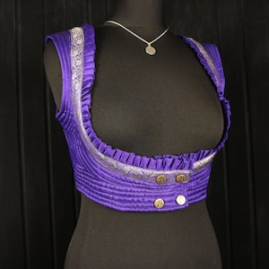 DEMI - 30"-34" Underbust BELLA Choli - S Adjustable Poppers & Back Lacings, Colourful Silk Undervest, Bellydance, Cosplay Fantasy