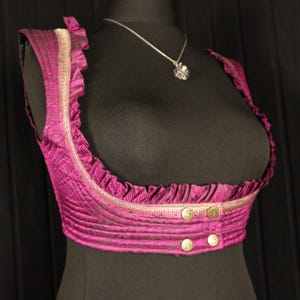 LIFE is SWEET - 34-38&quot; Underbust BELLA Choli - Size M-L, Adjustable Poppers & Back Lacings, Colourful Silk Undervest, Bellydance. Ren.