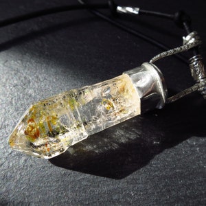 UV Crystal pendant petroleum rock crystal pendant skeleton quartz point pendant crystal natural tip crystal metaphysical pendant silver