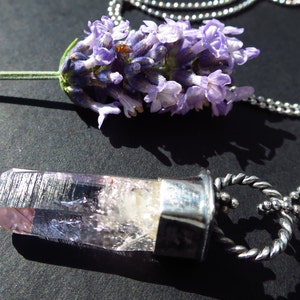 Veracruz Amethyst Natural point Crystal Pendant Clear Natural Gemstone Set in 925 Sterling Silver Mexico scepter Quartz Natural