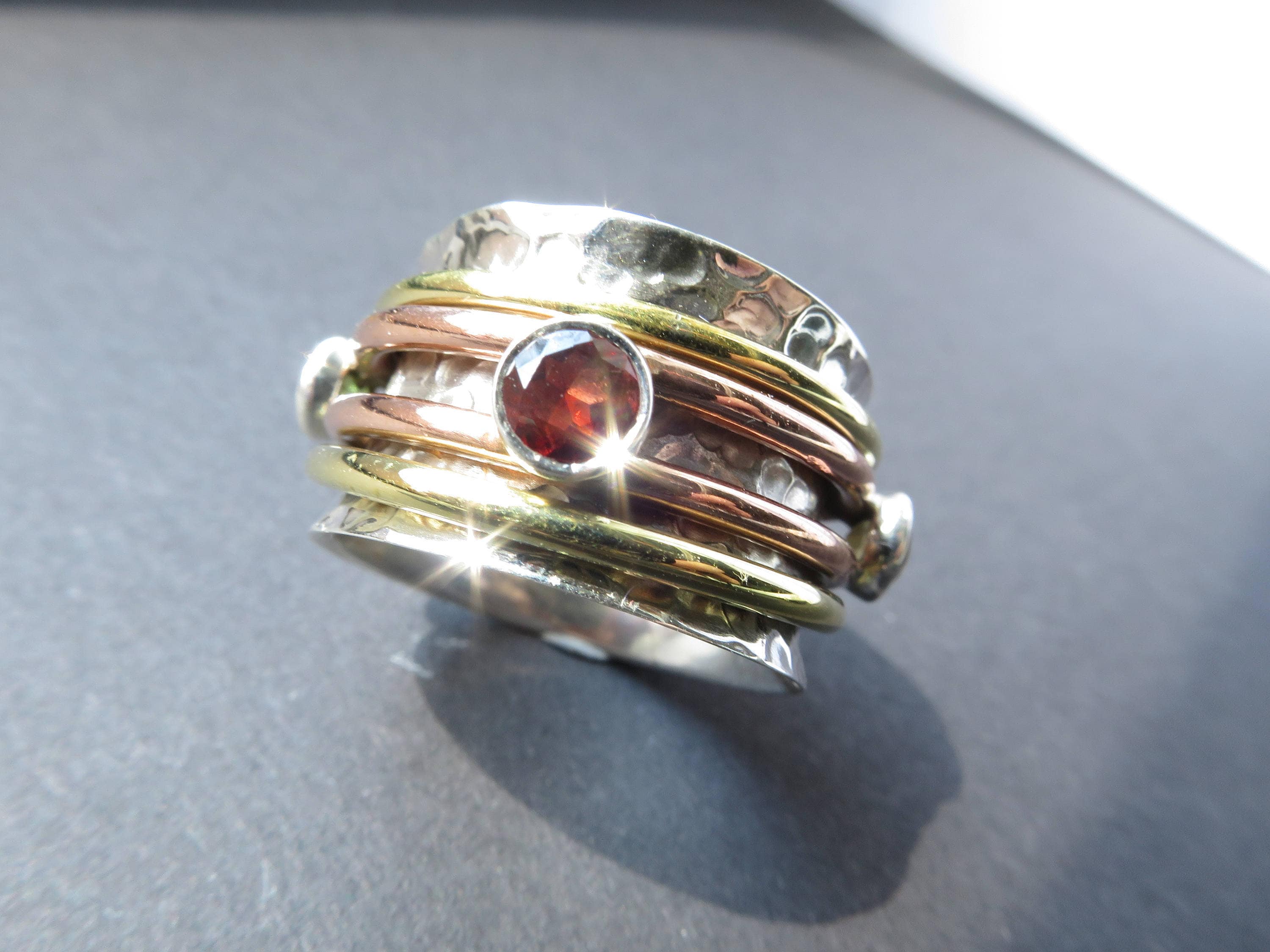 Spinner Ring Meditation Ring Amethyst Worry ring stacking Unisex Size 8 gemstone 925 Silver birthstone november gift present birthday