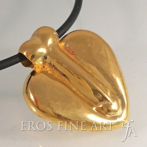 Pendentif coeur érotique presque rejoint, bijoux érotique, Lefort, phallus, pénis, amour, don, Tantra, Kama Sutra, pendentifs argent, image 3