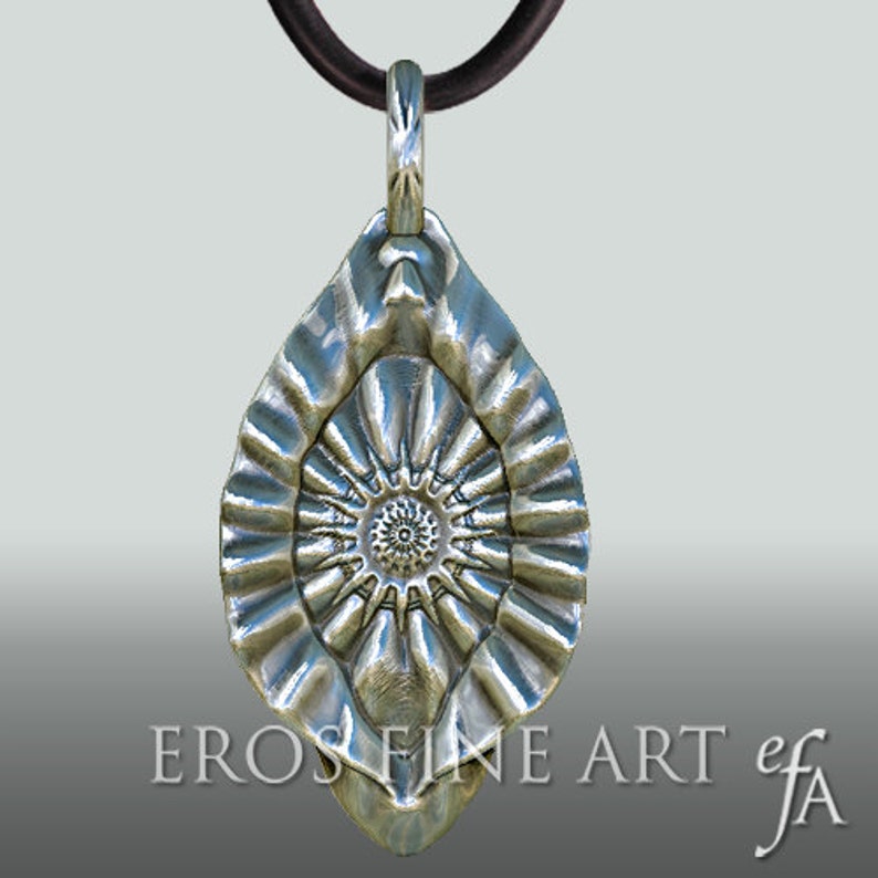 Exclusive silver pendant Yoni Waves Erotic jewelry tantra jewelry Yoni Sun Sunflower Tantra Kamasutra image 4