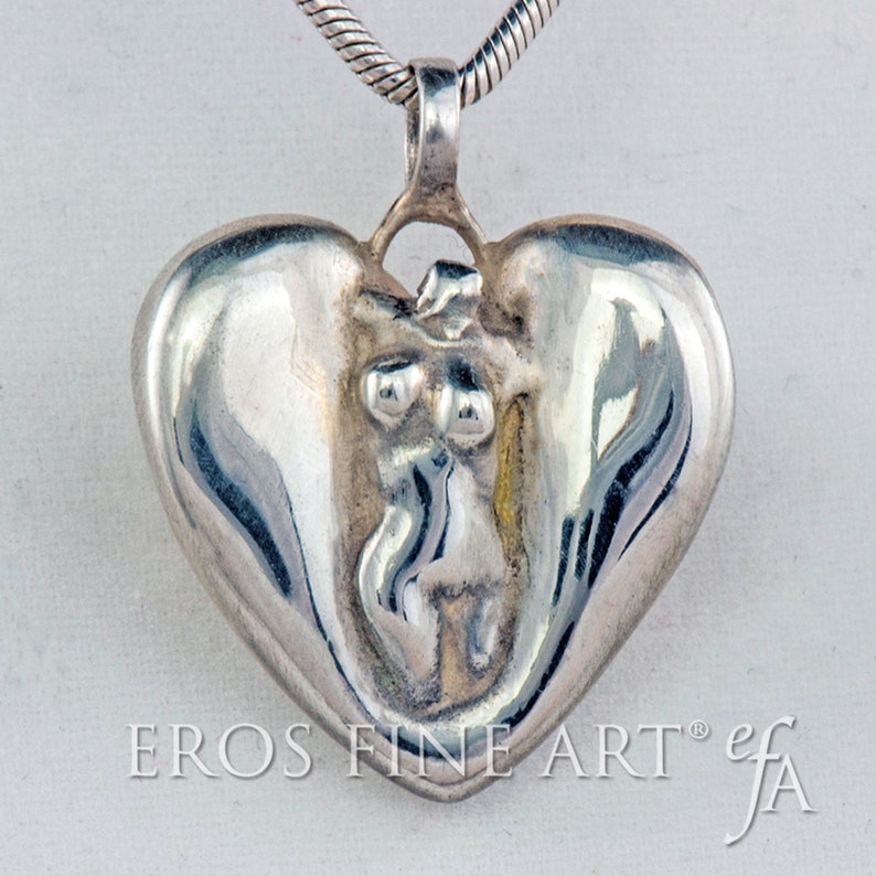 Heart pendant Ladyheart erotic silverpendant, Ladypendant, Eroticpendant, Torso, gift, love, eroticjewelry, heartpendant, silverheart image 4