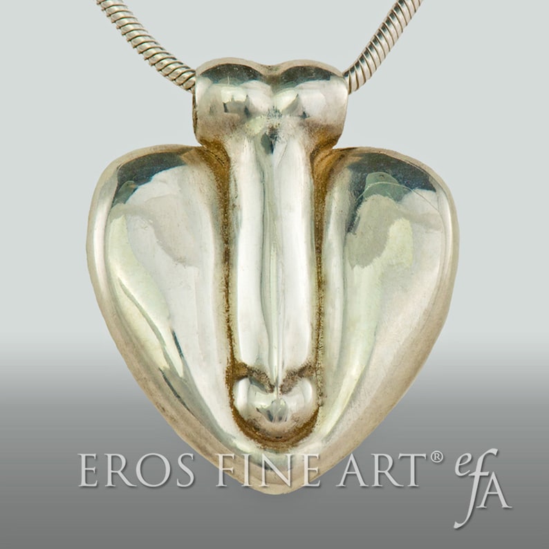 Pendentif coeur érotique presque rejoint, bijoux érotique, Lefort, phallus, pénis, amour, don, Tantra, Kama Sutra, pendentifs argent, image 6