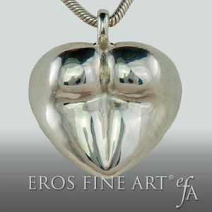 Pendentif coeur érotique presque rejoint, bijoux érotique, Lefort, phallus, pénis, amour, don, Tantra, Kama Sutra, pendentifs argent, image 7