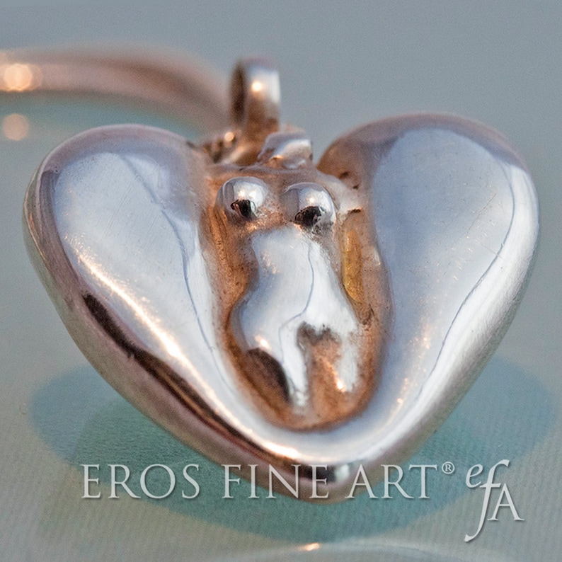 Heart pendant Ladyheart erotic silverpendant, Ladypendant, Eroticpendant, Torso, gift, love, eroticjewelry, heartpendant, silverheart image 1