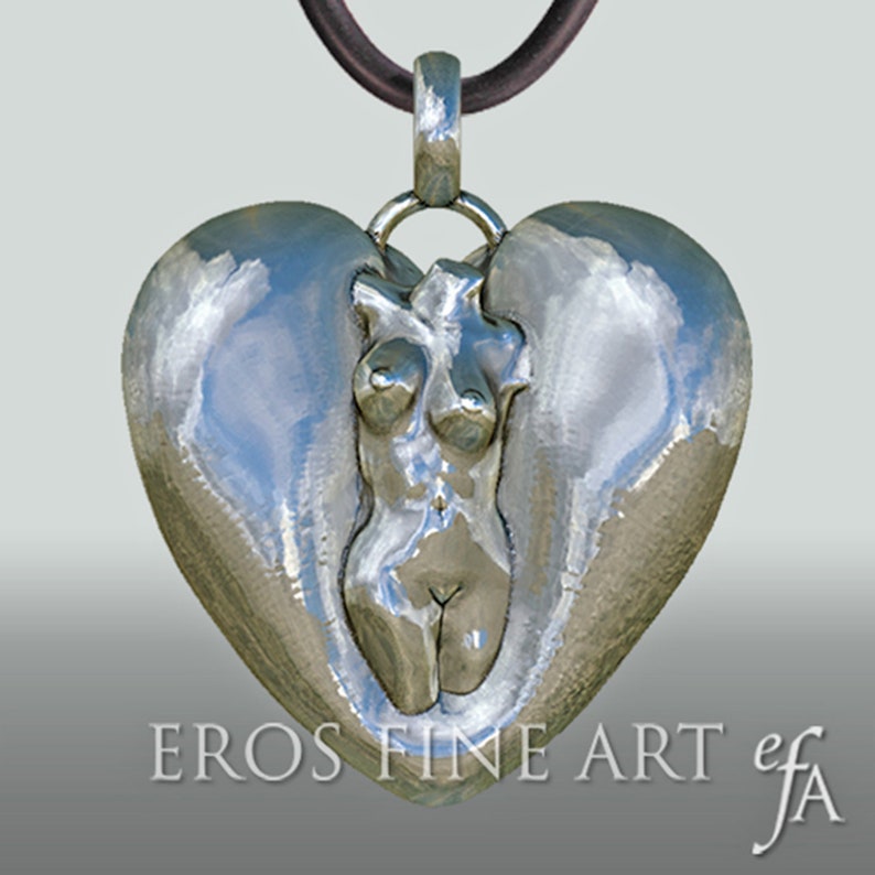 Heart pendant Ladyheart erotic silverpendant, Ladypendant, Eroticpendant, Torso, gift, love, eroticjewelry, heartpendant, silverheart image 5