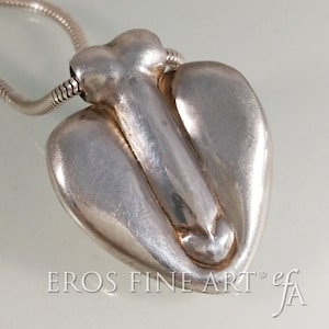 Pendentif coeur érotique presque rejoint, bijoux érotique, Lefort, phallus, pénis, amour, don, Tantra, Kama Sutra, pendentifs argent, image 1