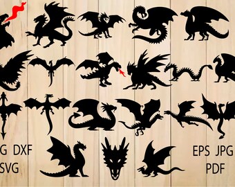 Silhouette Dragon Etsy
