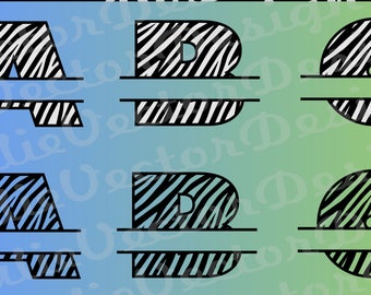 Zebra Split Alphabet svg, dxf, png, ai, eps, Zebra Split Letters svg, Zebra Split Font svg, Digital Alphabet, Zebra Alphabet Monogram font
