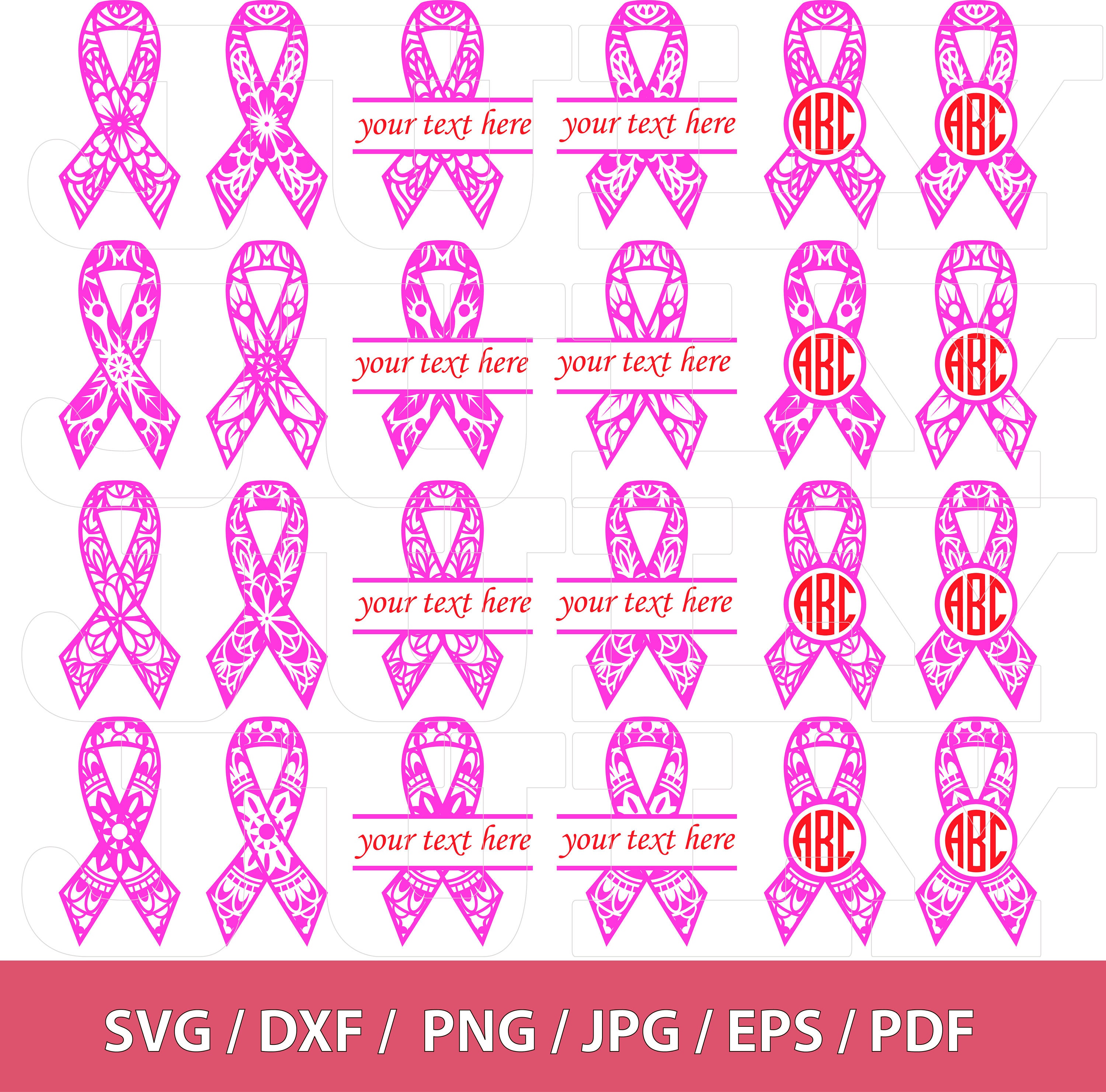 Download Awareness Ribbons SVG Monogram FramesBreast Cancer Cut Files | Etsy