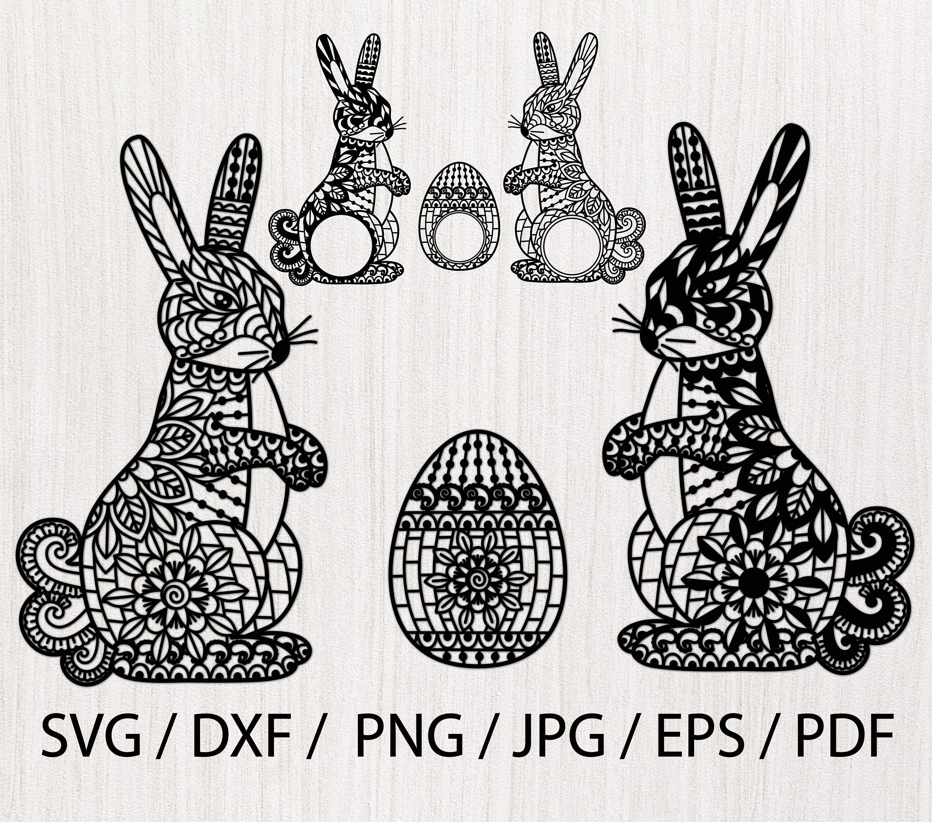 Download Easter Bunny svg Zentangle Mandala Swirl Scroll Easter | Etsy