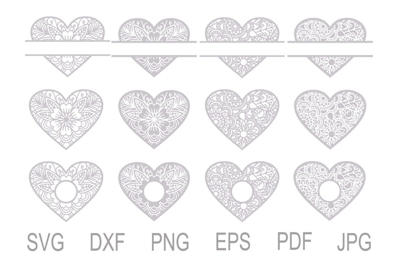 Download Heart SVG Lace Heart SVG Heart Mandala Heart Zentangle svg ...