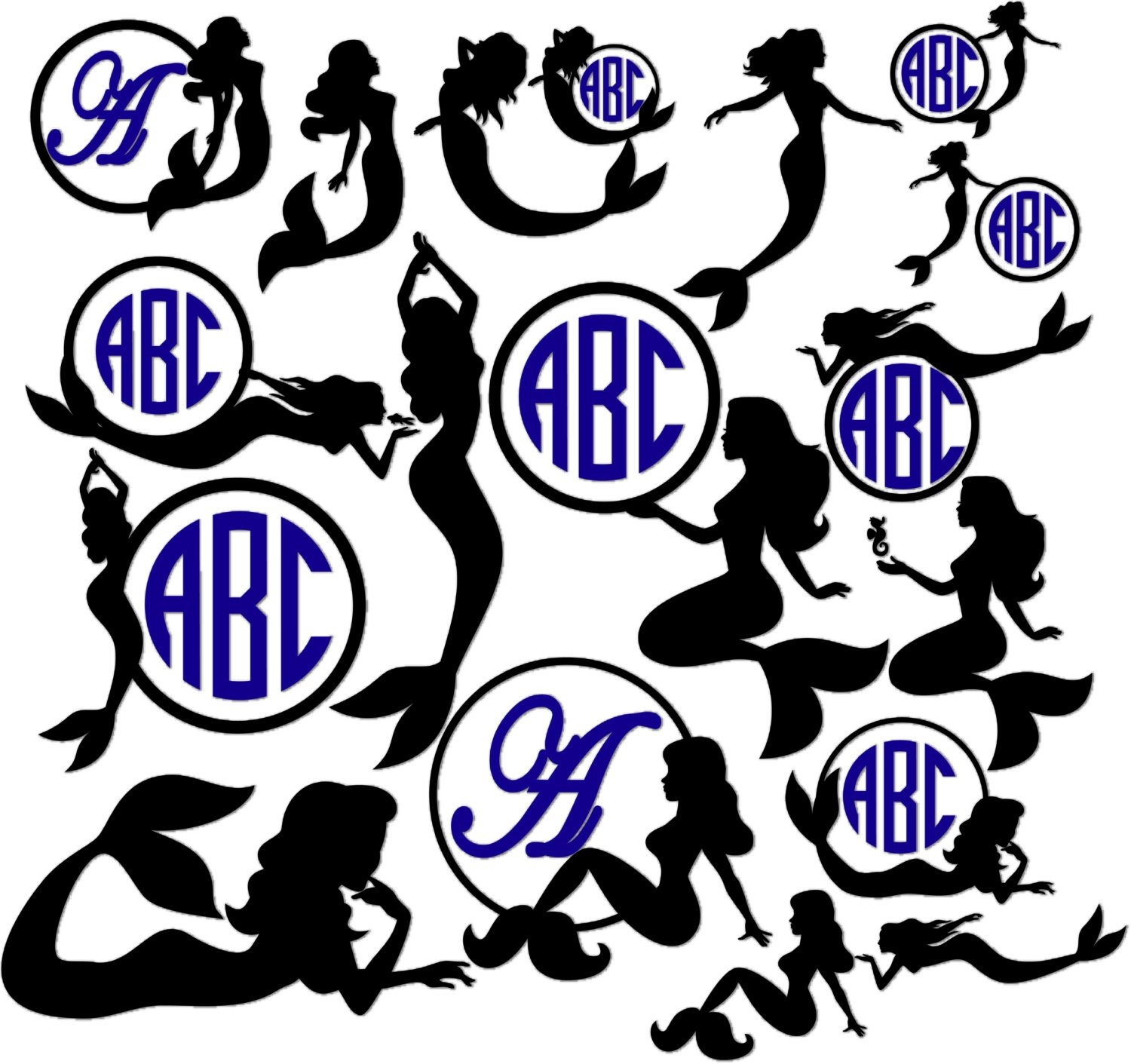 Download Mermaid silhouettes Mermaid clipart Mermaid svg Seamaid ...