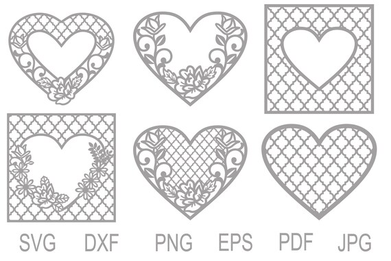 Download Heart Svg Lace Heart Quatrefoil Heart Paper Cut Out Decal Etsy