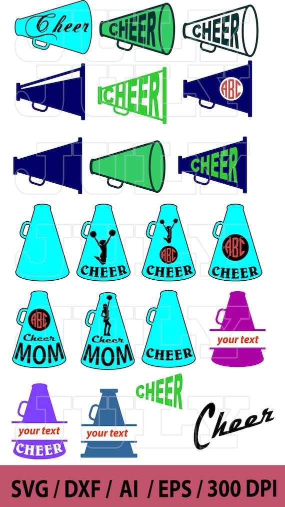 Cheer Megaphone Svg Cut Files Cheer Megaphone Svg Monogram Etsy