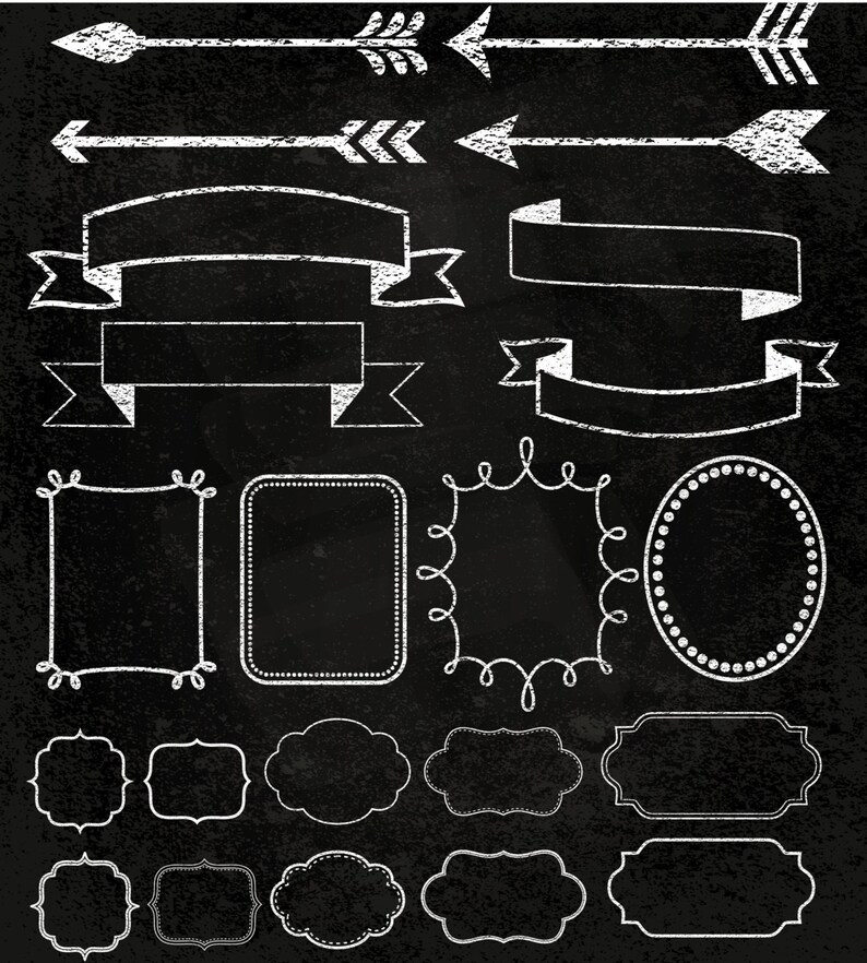 Chalkboard Frame Clip Art White Chalk Clipart Wedding Banner Digital Arrow