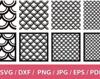 Shell Pattern SVG, Scallop Pattern svg, Mermaid Pattern svg, dxf, png, eps, pdf, jpg, Fish scale pattern, Seamless Pattern, Scallop Vector