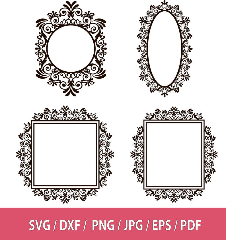 Download Frames Svg Ornate Frame Clip Art Frames Clipart Wedding Etsy